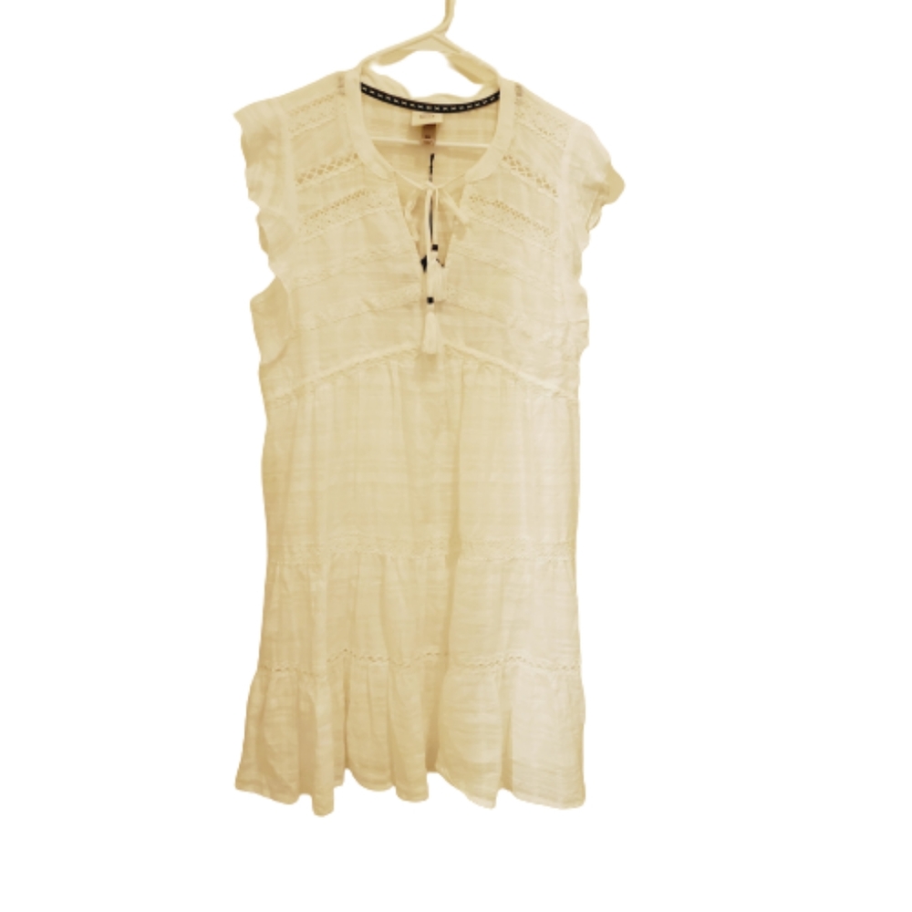 Knox Rose flutter sleeve white cotton dress xl